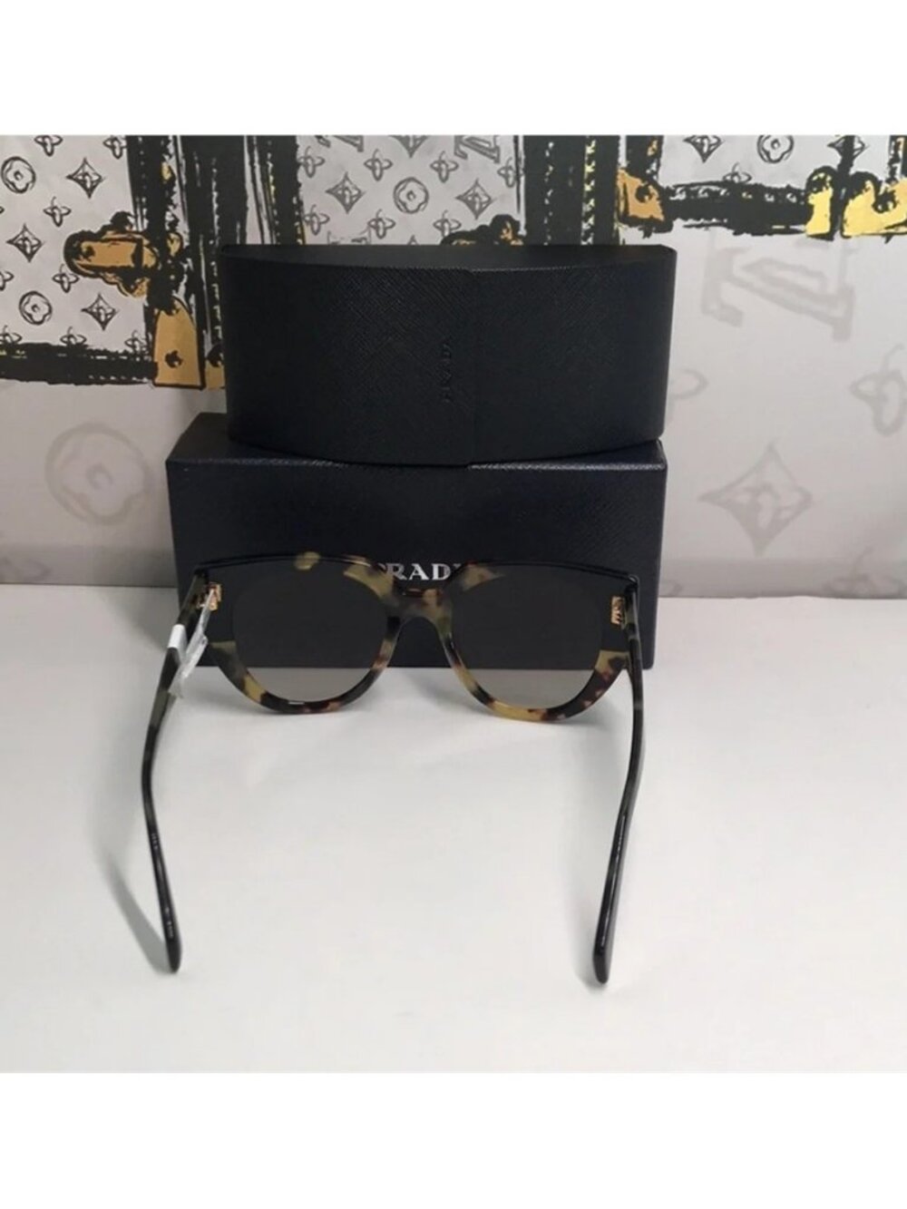 New Authentic Prada Cat Eye Sunglasses PR 14WS – Tortoise & Powder Frame - Picture 13 of 15